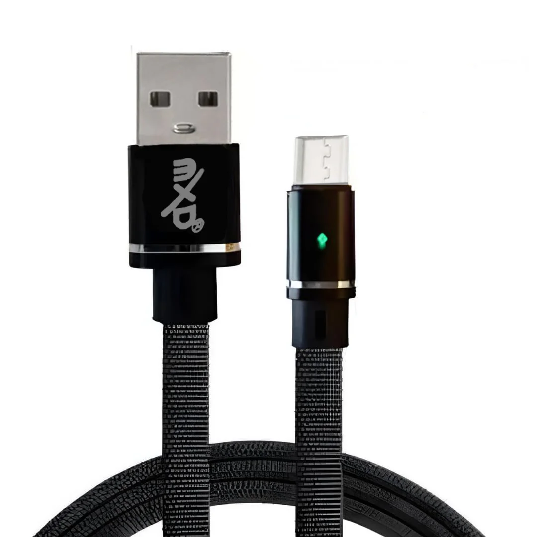 1M Braided Micro USB Cable with LED Light - Fast Charging & Data Sync Charger
