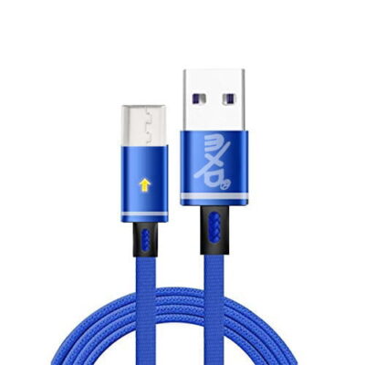 1M Braided Micro USB Cable with LED Light - Fast Charging & Data Sync Charger