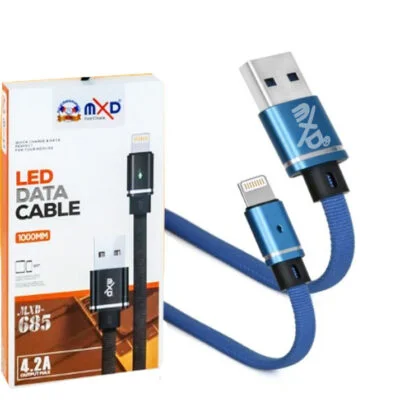 USB LED charger data cable for iPhone 11 Pro, XS, XR, 8, 7, and 6 - Long, fast charging lead with reliable performance