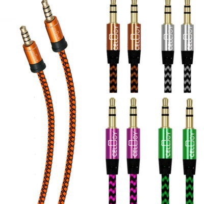 1M Braided 3.5mm Male-to-Male Aux Cable for Car Stereo Audio