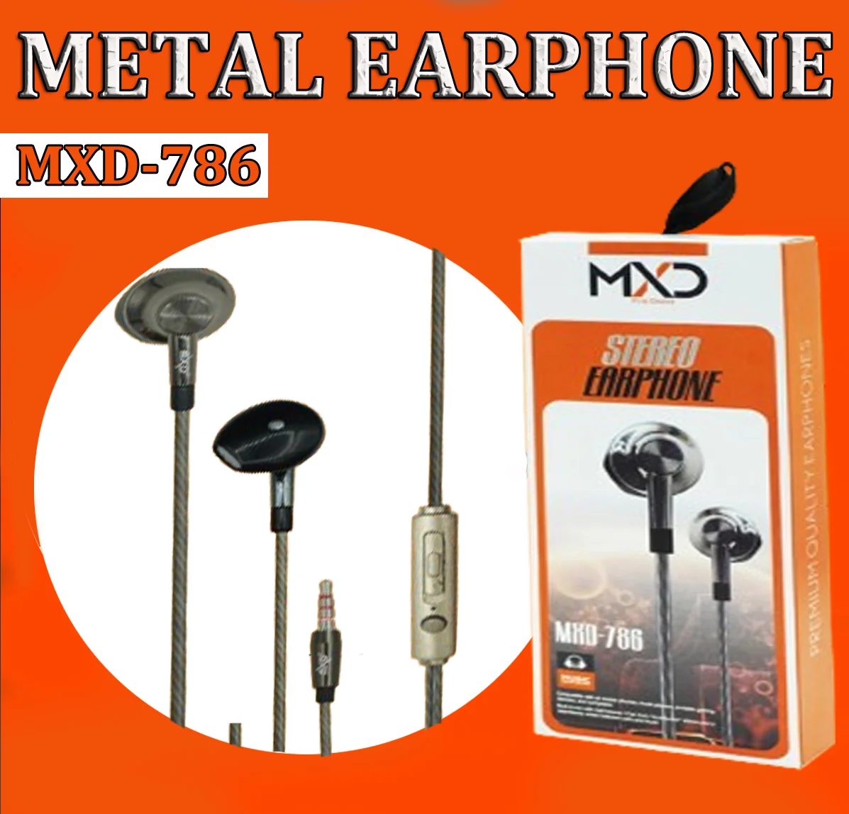 Metal stereo earphones with mic and volume control for iPhone, iPad, Samsung Galaxy, MP3 - Perfect for gym, jogging, and workouts