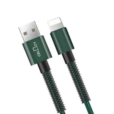Heavy Duty Premium GREEN Braided USB Fast Charger Cable for iPhone 14/13/12/11/X/8/7 - Long & Durable Lead