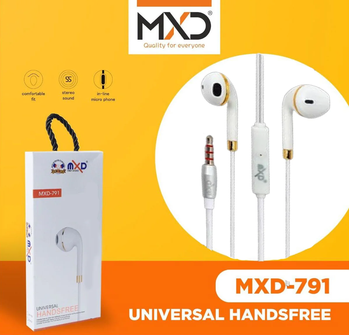 Universal Handsfree Earphones with Mic - Headphones for iPhone & Samsung Galaxy Headset